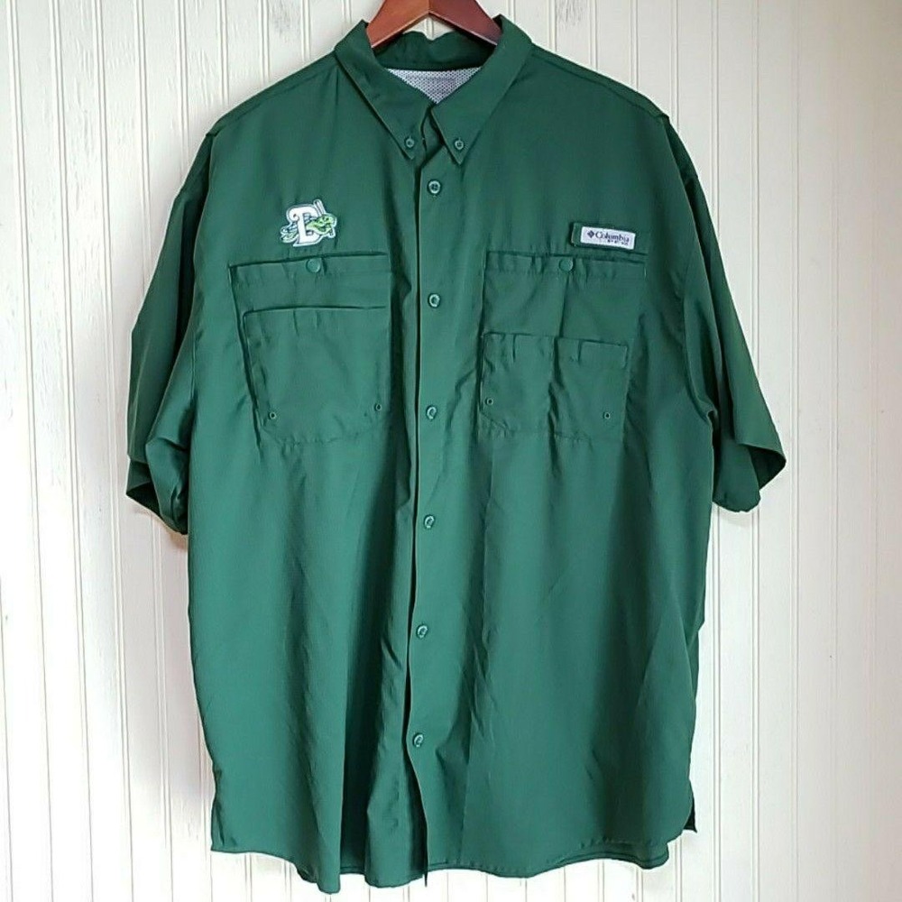 Daytona Tortugas Columbia PFG Fishing Shirt‎ Mens XL Green Short Sleeve Ripstop
